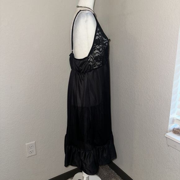 Anthony Richards Nightgown Slip Dress Women's 1X Black Lace Adjustable Straps - Picture 2 of 9